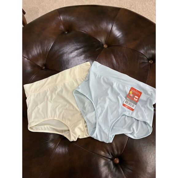 2 PAIR Warners No Pinching No Problems Women's Brief Size M/6 BLUE & IVORY - Picture 1 of 3